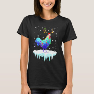 Chicken Reindeer Christmas Light Snowflakes Costum T-Shirt