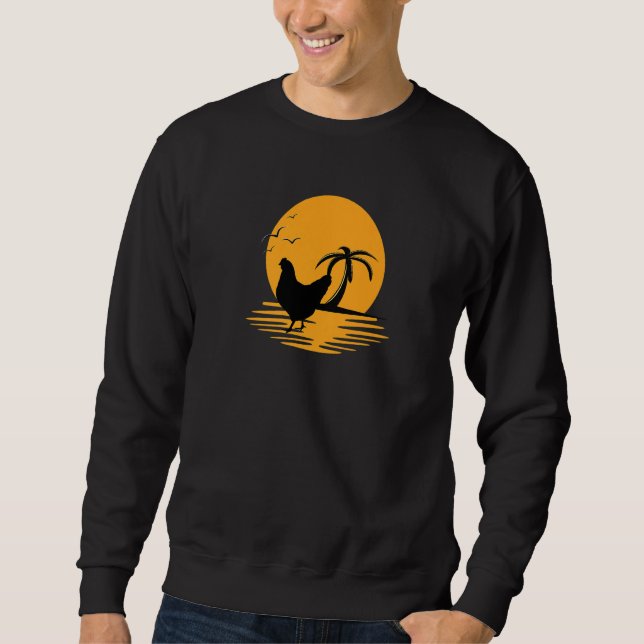 Chicken  Retro Sunset  Funny Farmer Sweatshirt (Front)