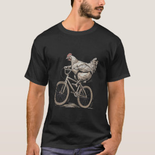 Chicken Riding Bike Cyclist Cute Animal Lover Farm T-Shirt