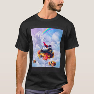 Chicken Riding Gazelle On Clouds And Waffles T-Shirt