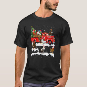 Chicken Riding Red Truck Xmas Merry Christmas T-Shirt