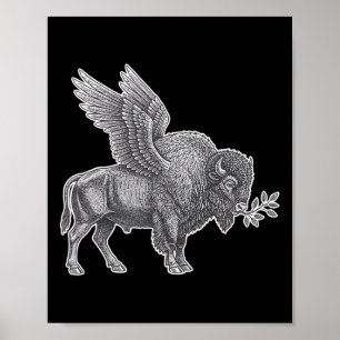 Chicken, Rnyard Believer Winged Bison Peace Graphi Poster