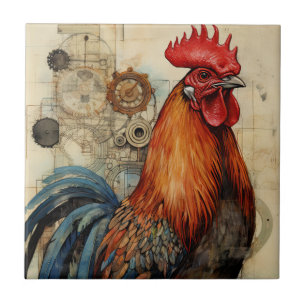 Chicken Rooster Art Ceramic Tile