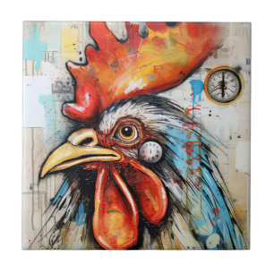 Chicken Rooster Art Ceramic Tile