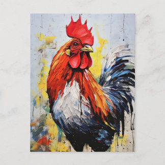 Chicken Rooster Art Postcard