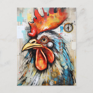 Chicken Rooster Art Postcard