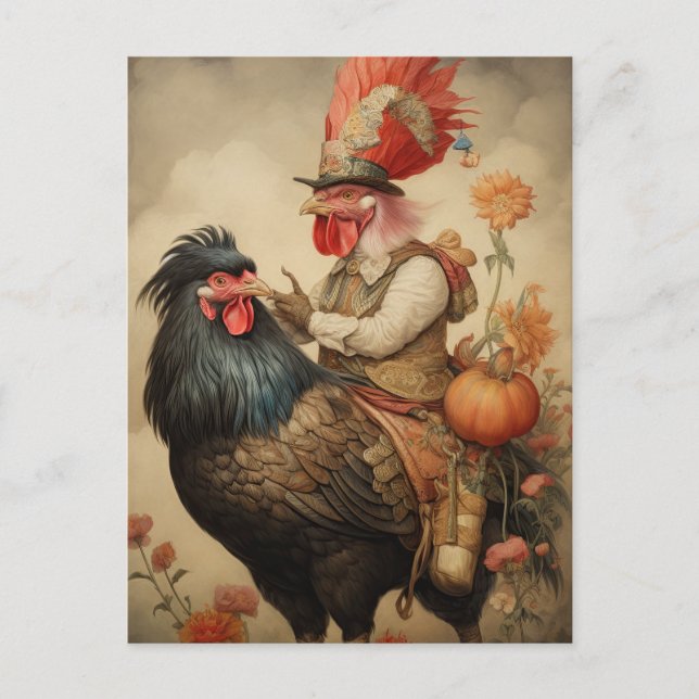 Chicken Rooster Art Postcard (Front)