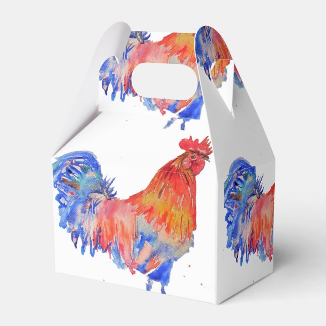 Chicken Rooster Boys Birthday Customizable Name Favour Box (Front Side)
