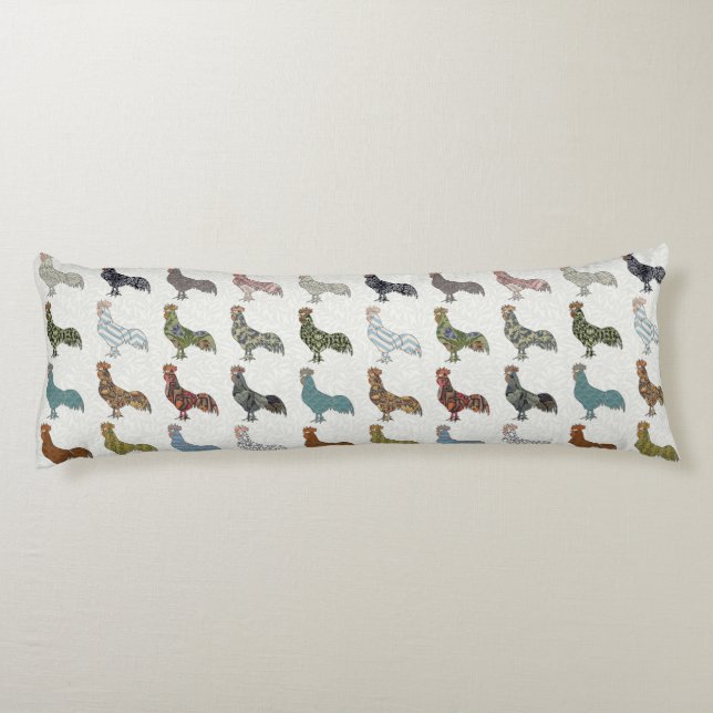 Chicken Rooster Colourful Pattern Farm Body Cushion (Back)