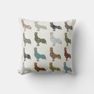 Chicken Rooster Colourful Pattern Farm Cushion
