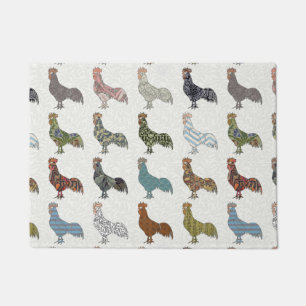 Chicken Rooster Colourful Pattern Farm Doormat