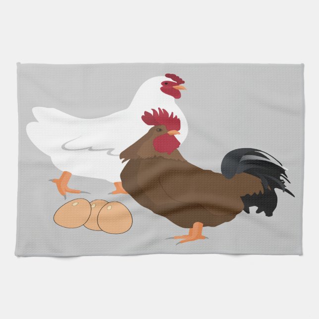Chicken Rooster Eggs Kitchen Towel (Horizontal)