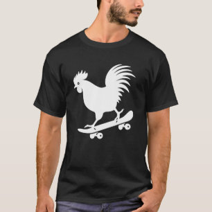 Chicken rooster hen skateboard skater silhouette T-Shirt