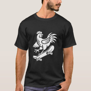 Chicken rooster hen skater silhouette minimalist T-Shirt