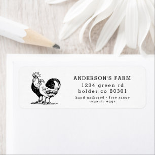 Chicken Rooster Organic Egg Farm Return Address Label