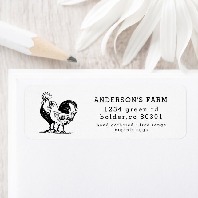 Chicken Rooster Organic Egg Farm Return Address Label (Insitu)