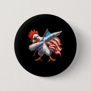 Chicken Rooster Sungles 4th Of July American Flag 6 Cm Round Badge