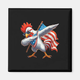 Chicken Rooster Sungles 4th Of July American Flag Magnet