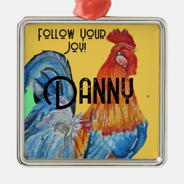 Chicken Rooster Watercolor Childs Name Decoration (Front)