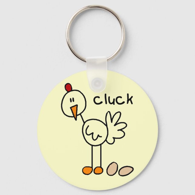 Chicken Says Cluck Tshirts and Gifts Key Ring (Front)