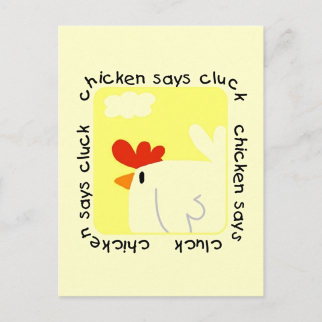 Chicken Says Cluck Tshirts and Gifts Postcard (Front)