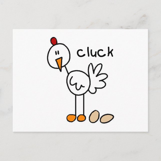 Chicken Says Cluck Tshirts and Gifts Postcard (Front)