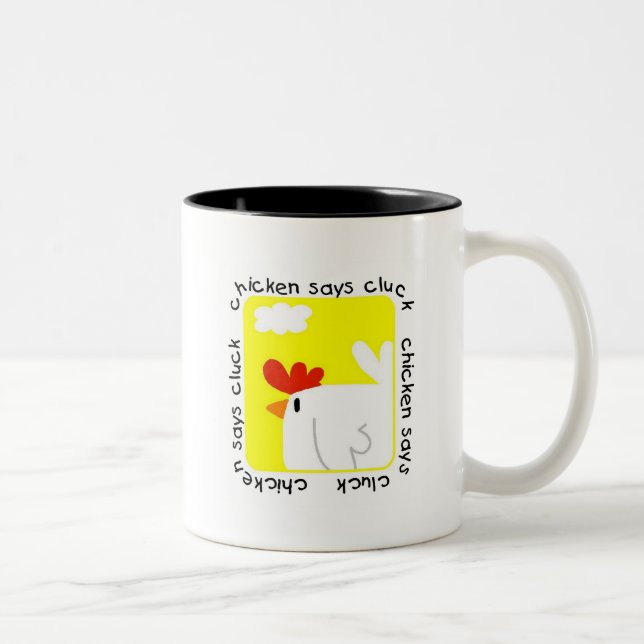 Chicken Says Cluck Tshirts and Gifts Two-Tone Coffee Mug (Right)