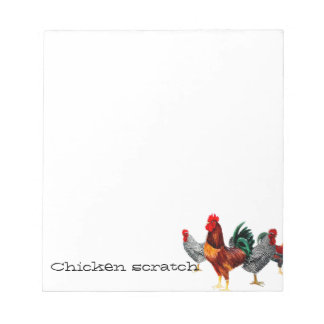 Chicken scratch paper pad multi chickens/roosters