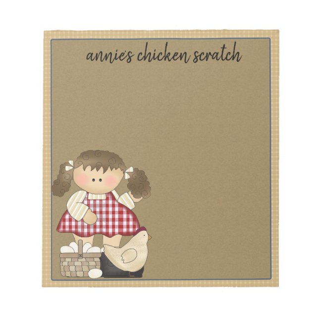 Chicken Scratch Primitive Note Pad Template (Front)