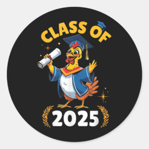 Chicken Senior Cl Of 2025 Graduation Day School Co Classic Round Sticker