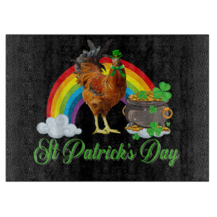 Chicken Shamrock St Patricks Day Chicken Irish Gif Cutting Board