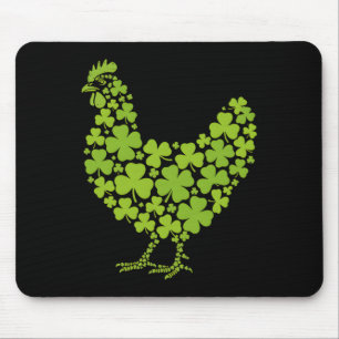 Chicken Shamrock St Patricks Day Lucky Farm Animal Mouse Pad