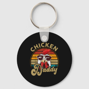 Chicken-shirt Rooster Daddy Vintage Farmer Funny D Key Ring