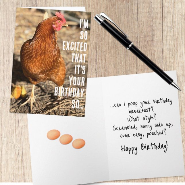 Chicken Side-Eye Close-Up Photograph Card (chicken humor cover and inside template text)