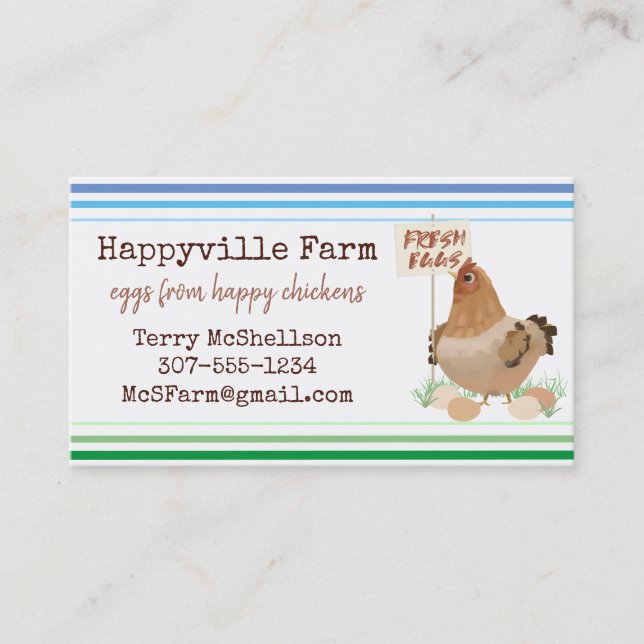Chicken sign free range farm eggs business card (Front)