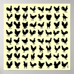 Chicken Silhouettes Poster