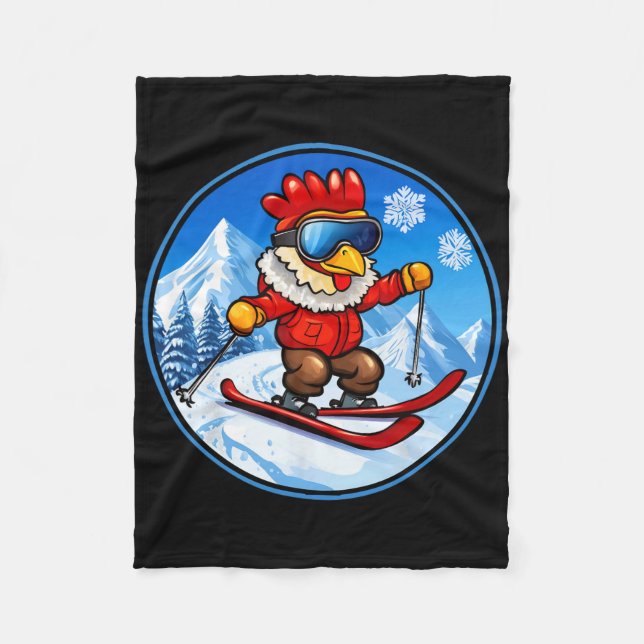 Chicken Ski  Fleece Blanket (Front)