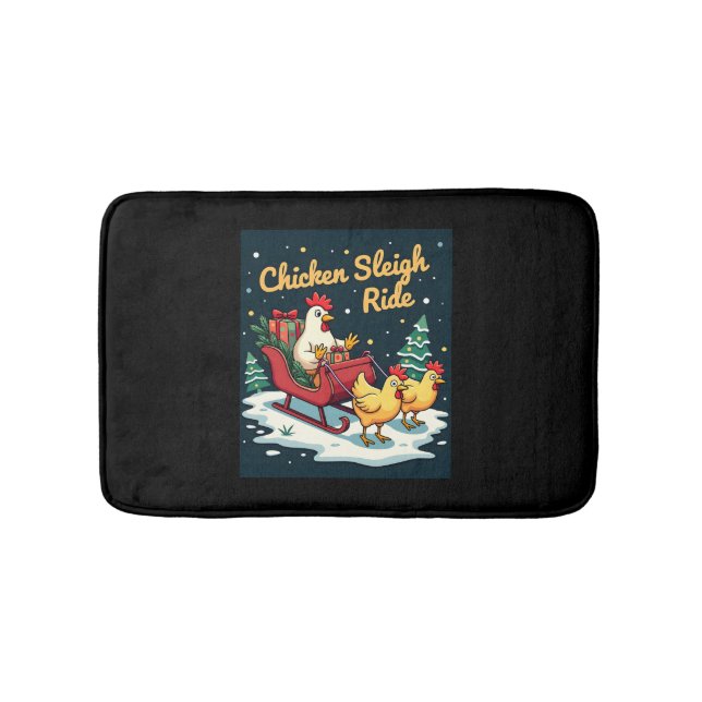 Chicken Sleigh Ride Bath Mat (Front)