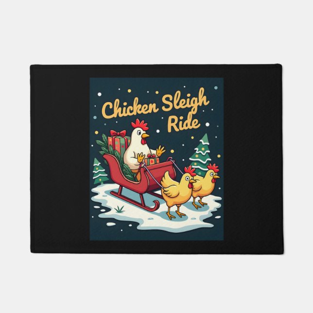 Chicken Sleigh Ride Doormat (Front)