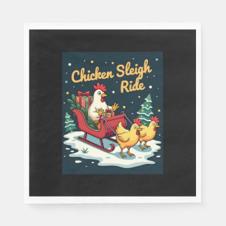 Chicken Sleigh Ride Napkin
