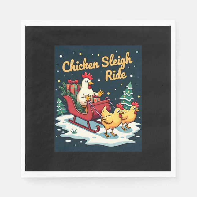 Chicken Sleigh Ride Napkin (Front)