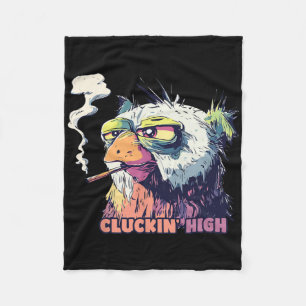 Chicken Smoking Cigarette Funny Cluckin High Meme Fleece Blanket