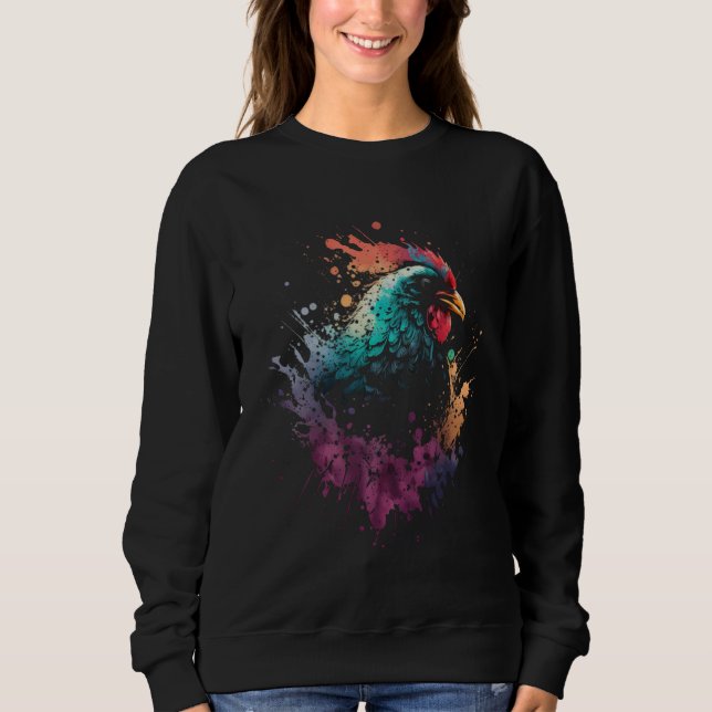 Chicken Splash Retro Chicken Rooster Vintage Chick Sweatshirt (Front)