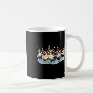 Chicken Squad Farm Christmas Lights Santa Hat Funn Coffee Mug