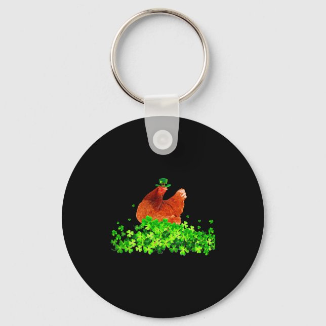 Chicken St Patricks Day Chicken Lover Irish Shamro Key Ring (Front)