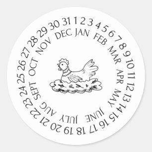 Chicken Stickers, Egg Lay Stickers, Laid on Date Classic Round Sticker