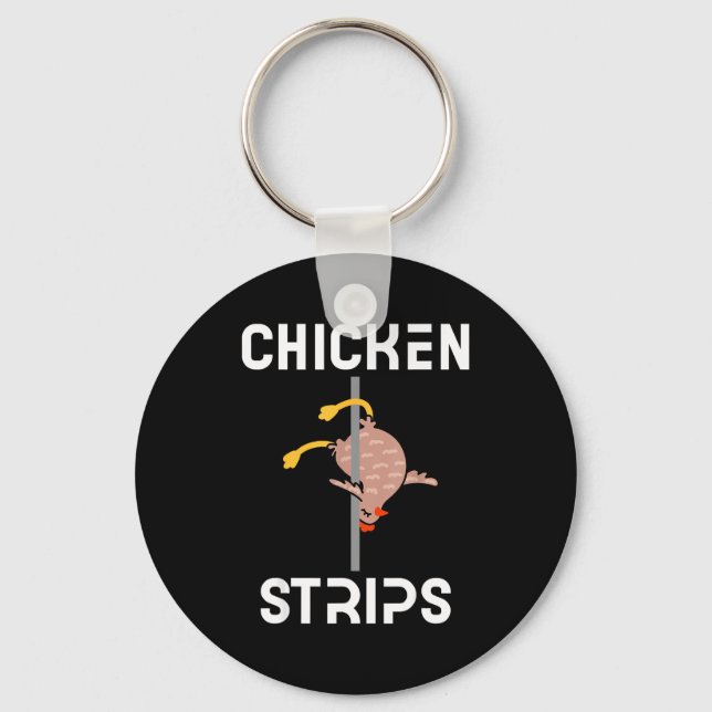 Chicken strips funny dancing chicken bbq barbeque key ring (Front)