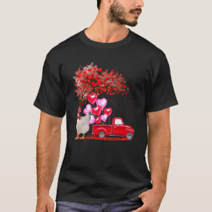 Chicken Sunglasses Hearts Tree Pickup Truck Farmer T-Shirt