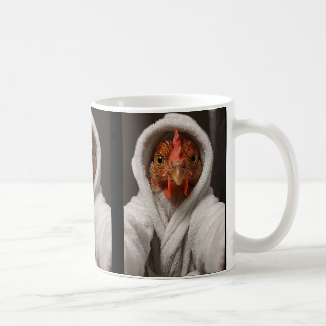 Chicken Taking A Selfie In A White Throbe Funny Th Coffee Mug (Right)