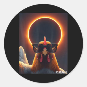 Chicken Taking Selfie Solar 2026 Eclipse Wearing Classic Round Sticker